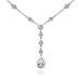 Eve's Addiction Diamond CZ Peardrop Sterling Silver Necklace