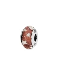 Sterling Silver Red And White Stars Hand-blown Glass Charm