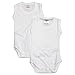 CARLINO 2-Pack Sleeveless Onesies - Extra Soft (36-48 Months, White)