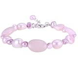 EXP Handmade Purple Pearl Bracelet With Pink Agate & Sterling Silver Clasp