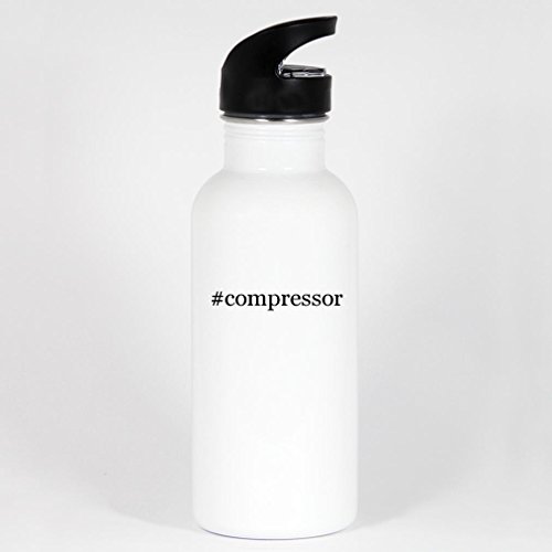 #compressor - 20oz White Stainless Steel Hashtag Water Bottle
