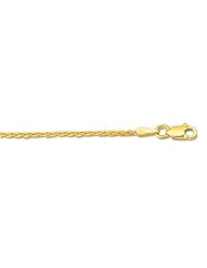 14k Solid Yellow Gold Round Wheat Chain Necklace 1.5mm 30"