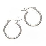 Sterling Silver Small Tube Hoop Earrings - Earring Hoops 14mm (1 Pair)
