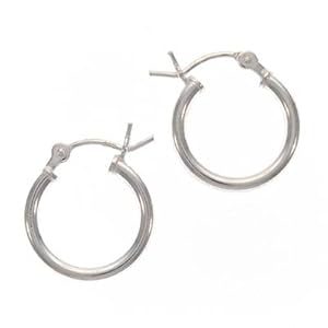 Sterling Silver Small Tube Hoop Earrings - Earring Hoops 14mm (1 Pair)