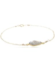 Faceted Labradorite Bezel Bead in Gold over Silver Chain Bracelet, 7.5"