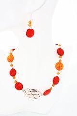 Brown Round Bead Necklace and Earring Set