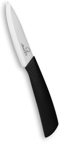 Abundant Chef (TM) Premium 4 Inch Ceramic Cutlery Paring Knife Black Handle White Blade