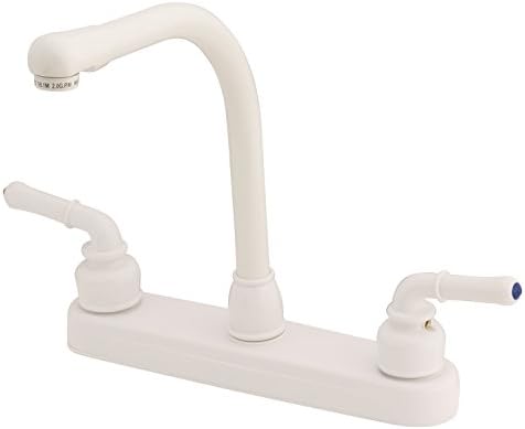 Empire Faucets U-YWI800RSW 8" Non-Metallic Kitchen Faucet with Hi-Rise Spout & Teapot Handles - White
