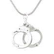 Handcuff Pendant or Charm in Sterling Silver,on a 20" Rhodium and Sterling Snake Chain, #8103