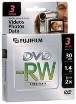 Fujifilm Media 25302553 DVD-RW Camcorder 1.4GB 30 Minutes 2X Jewel Rewritable - 3 Pack