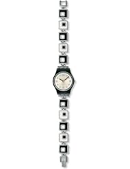 Swatch LB160G chessboard white dial stainless steel bracelet women watch NEW