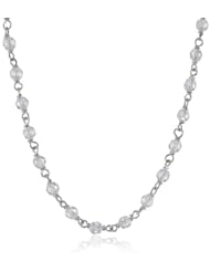 Sterling Silver Simulated Diamond Bead Necklace, 18"