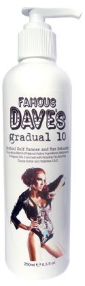 Famous Dave's Gradual 10 - Self Tanning Lotion - Luxury Gradual Self Tanner and Tan Extender 250ml
