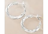 Search : Signature Twisted Clutchless Hoop Earrings SILVER
