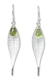 Peridot dangle earrings, 'Tropical Leaf'