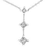 14k White Gold 1/2ctw Diamond Drop Princess cut Pendant (HI/SI2-I1)