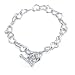 Sterling Silver Heart Bracelet with Toggle Clasp (7-1/2