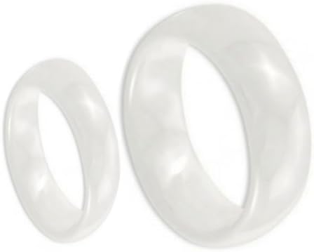 His & Her's 8MM/6MM White Ceramic High Polish Domed Wedding Band Ring Wedding Band Ring Set (Available Sizes 5-10 Including Half Sizes) Please e-mail sizes