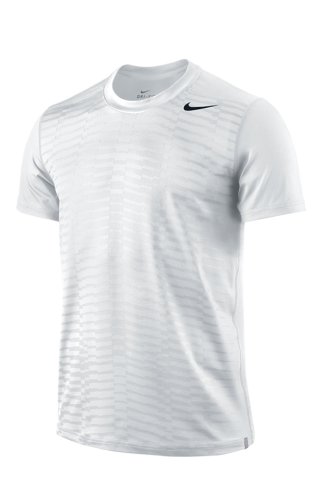 Nike Herren Tennisshirt Advantage Geometric Crew, white/black, XL, HN974100XL Preisvergleich