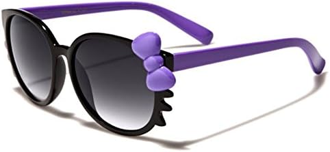 Hello Kitty Bow Round Women's Fashion Glasses with Bow and Whiskers - Black & Purple
