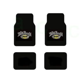 4 Carpet Floor Mats and 1 Black in Silver Reflector Steering Wheel Cover - Batman the Dark Knight