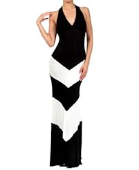 Halter Chevron Print Rayon/Spandex Maxi Dress 