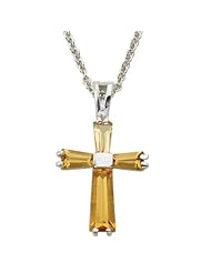 Ladies Novermber Cross Pendant on 18" Chain Necklace Birthstone Jewelry Birthstone Cross Pendant Necklaces Gift Boxed w/Chain Necklace 18" (Including Lobster Claw) Gift Boxed