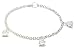 Silver 3 Cubic Zirconia Pave Hearts Charm Bracelet 7.5