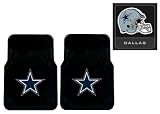 3-Piece Dallas Cowboys Automotive Interior Gift Set - A Set of 2 NFL Licensed Universal-Fit Molded Front Rubber Floor Mats and One Official NFL Licensed Team Helmet Logo Air Freshener Pine Forest Scent