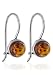 Round Cabochon Amber Sterling Silver Kidney Ear Wire Earrings