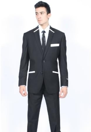 Two Button Black White Accents Fashion Mens Dinner Jacket (48Regular)