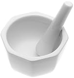 HIC Porcelain Octaganol Mortar and Pestle, 4.5-Inch, White