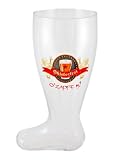 Glass Beer Boot Stein with Oktoberfest Logo - 2 Liter