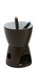 kleines Schokofondue, Schokoladenfondue, Schoko Fondue, Schokoladenbrunnen aus weiss-brauner Keramik