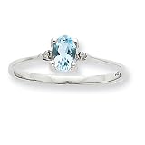 14k Gold White Gold Diamond & Aquamarine Birthstone Ring