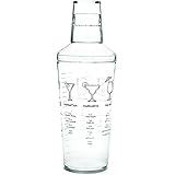 True by True Fabrications Plastic Recipe Cocktail Shaker with Cap and Multiple Drink Recipes, 16-Ounce