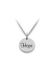 Stellar White (tm) 925 Sterling Silver Disc Charm - Hope - 16 To 18 Inch Adjustable Chain Included