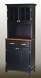 Cottage Oak Wood Top on Black Server and Two Door Hutch by Home Styles - Bl ....