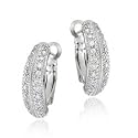 Sterling Silver Pave-Set CZ Half Hoop Earrings