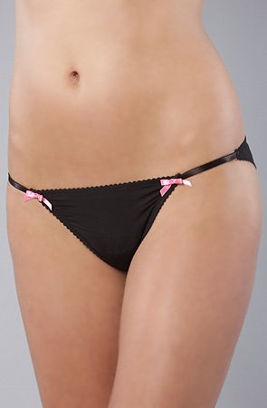 Best Price Betsey Johnson The Slinky Knit String Bikini in Raven Black,Intimates for Women