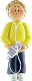 Blonde Male with MP3 Player Christmas Ornament