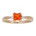 10K Yellow Gold Fire Opal Princess-Cut Exotic Gemstone and Diamond Solitaire Ring, Size 7
