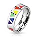 STR-0052 Stainless Steel Multi Rainbow Triangles Band Ring; Comes With Free Gift Box