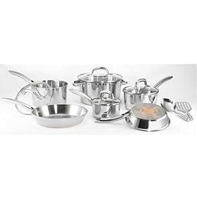 T-Fal Ultimate Stainless Steel Copper Bottom Cookware 12 Piece Set