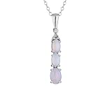 Opal Pendant with Diamonds 7/10 Carat (ctw) in 10K White Gold with Chain