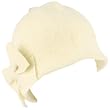 100% Wool Winter Cloche Crushable Foldable Bucket Big Bow Church Hat Cap Ivory