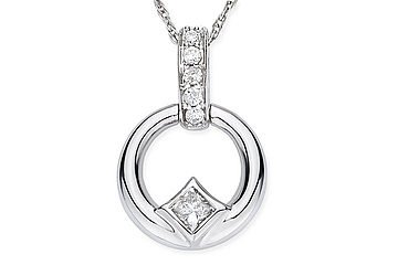 Childrens 1/5 Carat Diamond 14K White Gold Pendant w/Chain