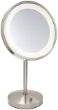 HL1015NL Jerdon 9.5″ Nickel Finish LED Lighted Pedestal Makeup Mirror