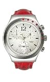 Swatch Chronograph Leather Silver-Tone Dial Women's Watch #YCS527