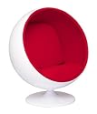Eero Aarnio Style Ball Chair, White exterior, Red interior